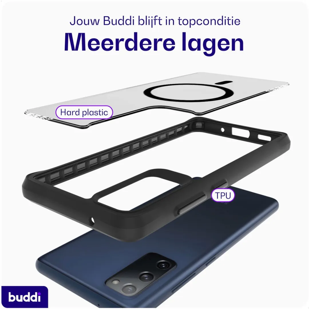 Buddi Hybrid Hoesje Samsung Galaxy S20 FE - MagSafe - Transparant Zwart