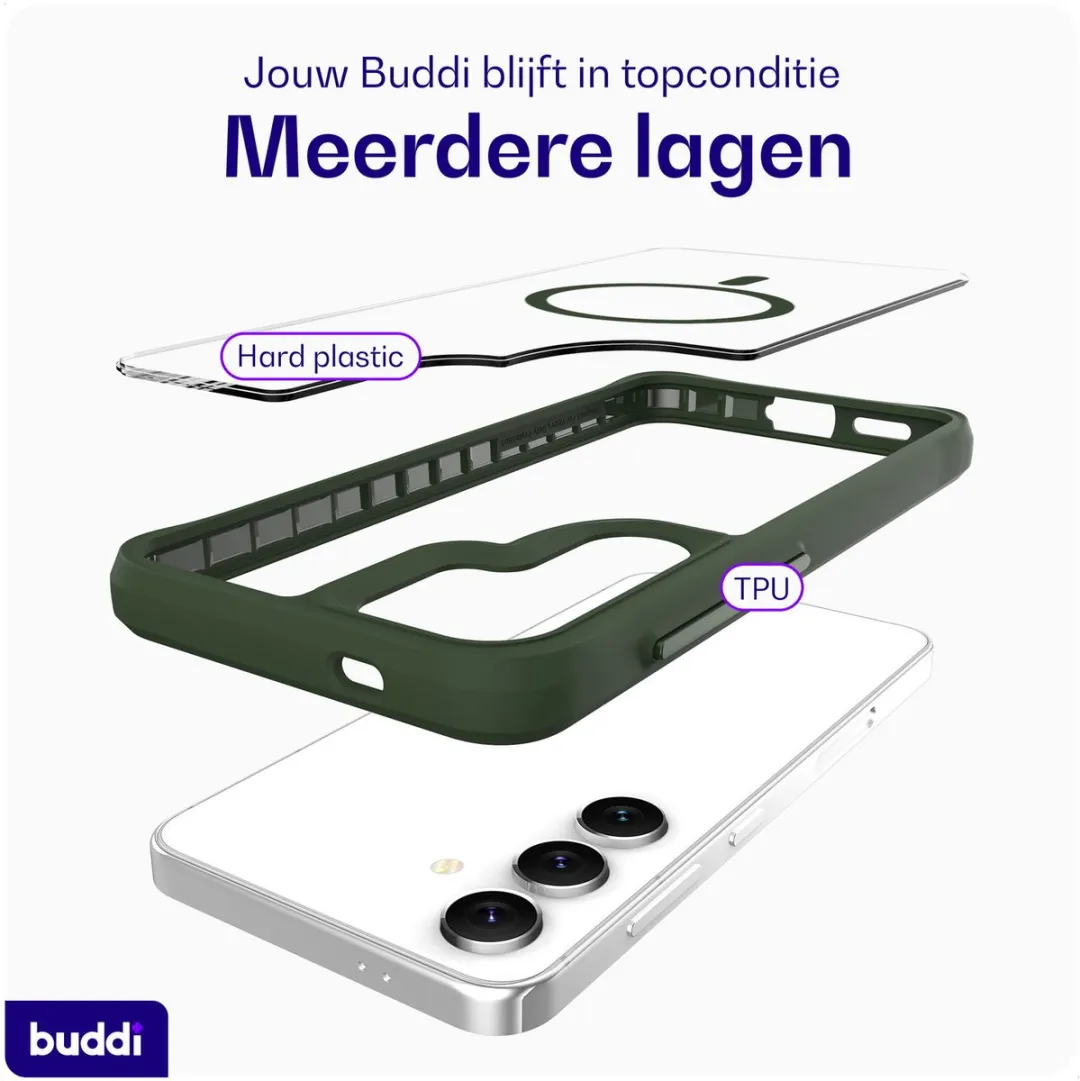 Buddi Hybrid Hoesje Samsung Galaxy S25/S24 - MagSafe - Transparant Groen