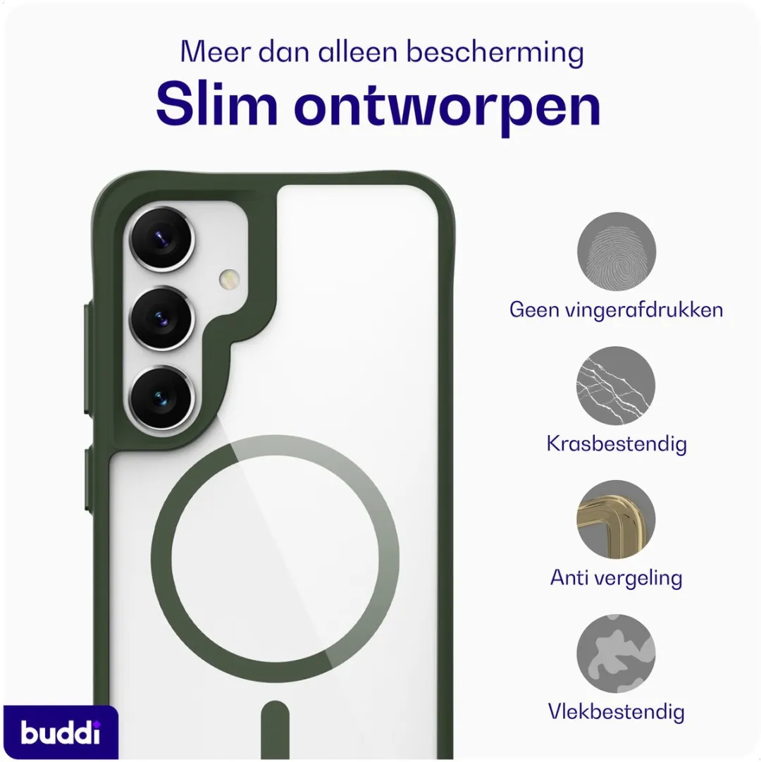 Buddi Hybrid Hoesje Samsung Galaxy S25/S24 - MagSafe - Transparant Groen