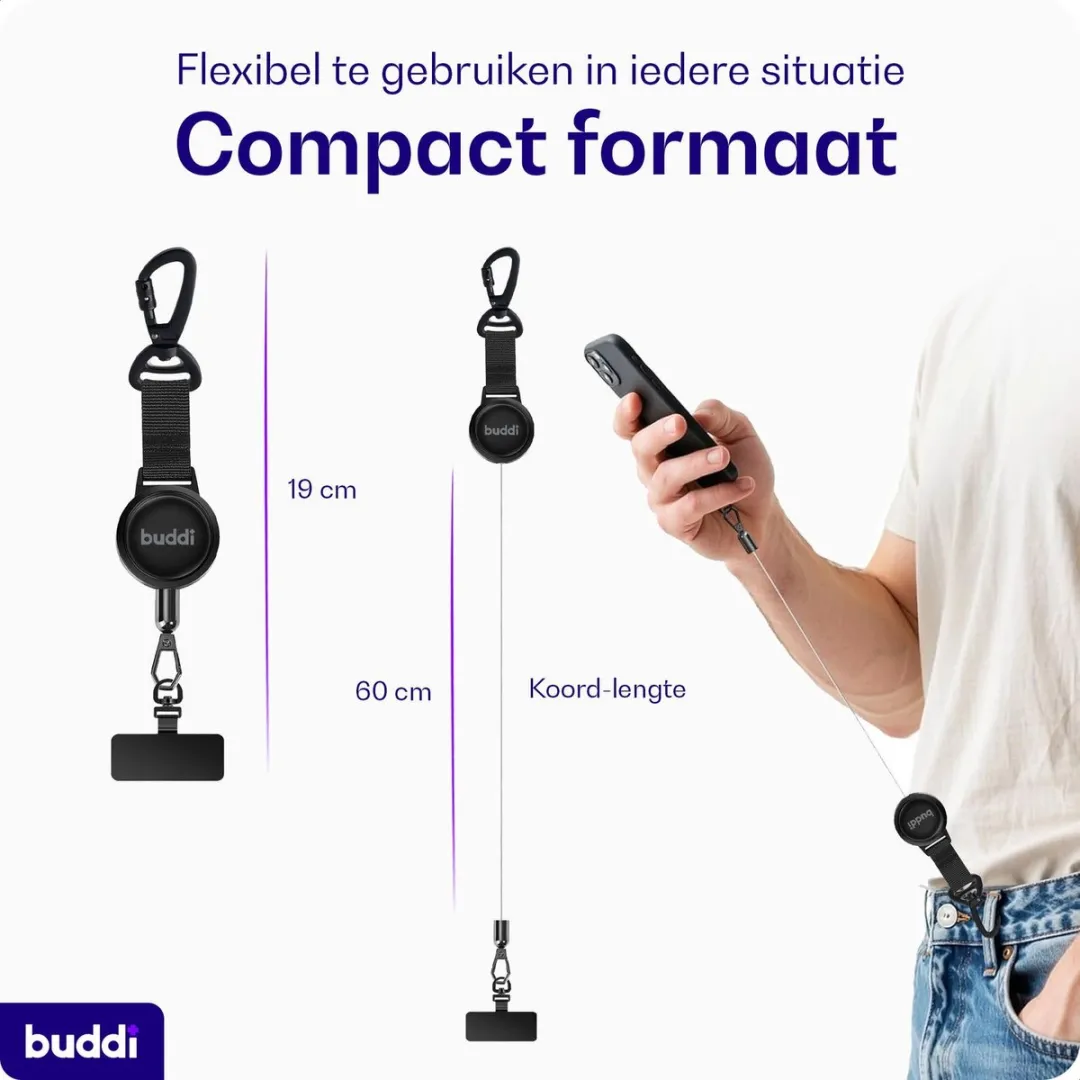 Buddi Secure Telefoonkoord Duo Pack - Zwart