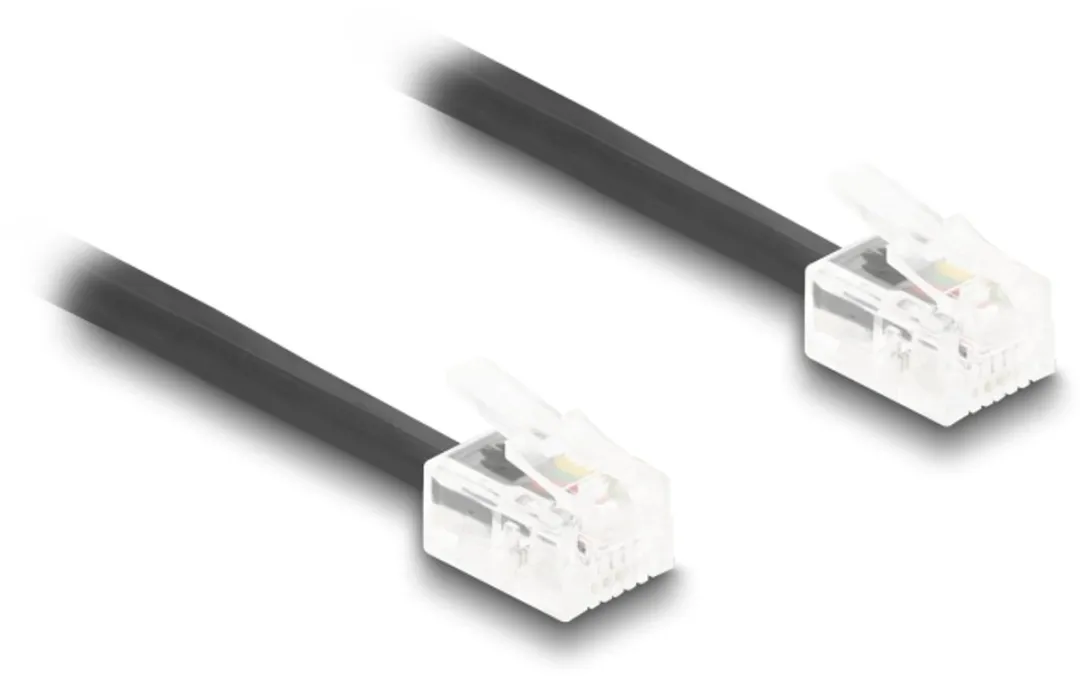 Delock Telefoonkabel RJ11-RJ11 Coiled - 5m - Zwart