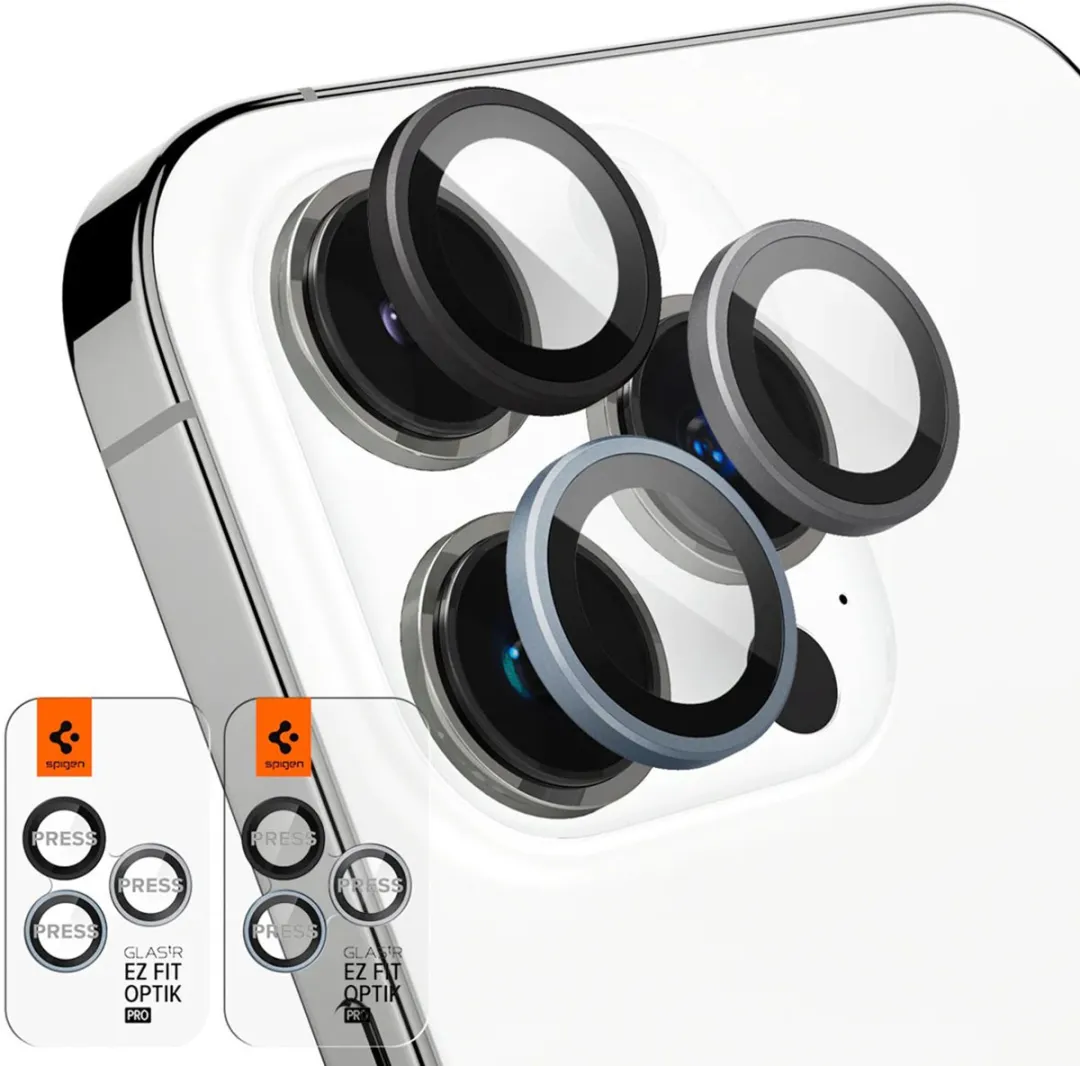 Spigen Optik iPhone 15 Pro Camera Protector - Grijs - 2 Stuks