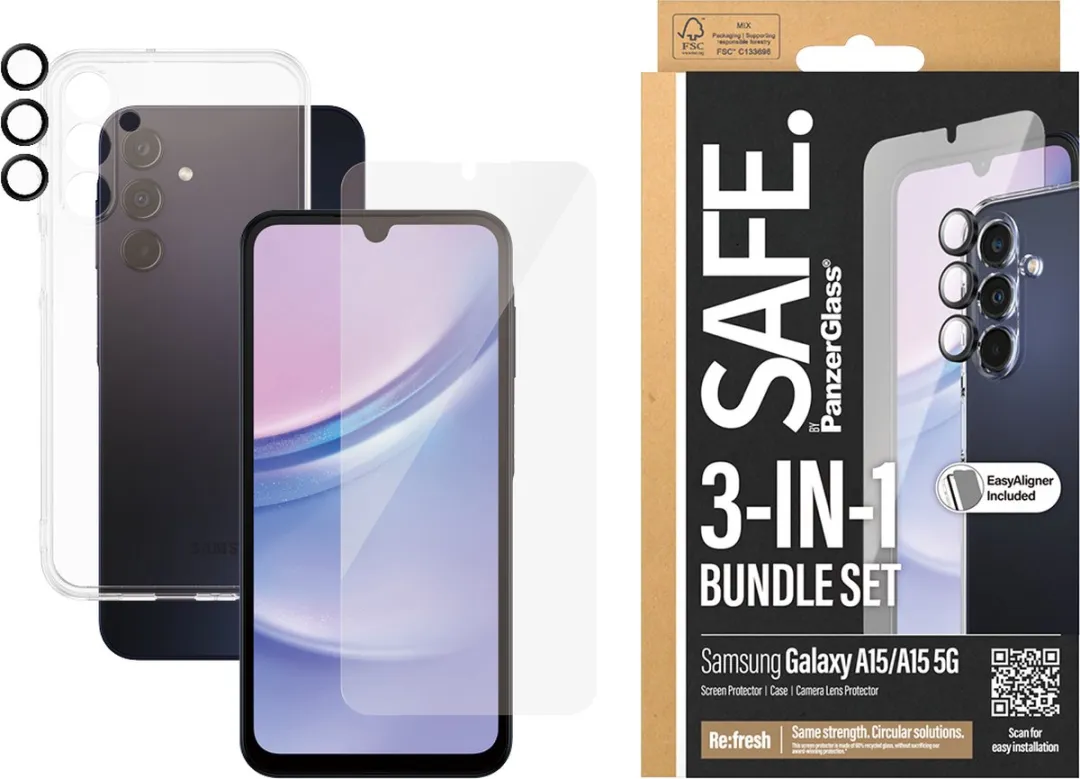 PanzerGlass Safe 3-in-1 Hoesje - Samsung Galaxy A15 - Transparant - afbeelding 6 van 6