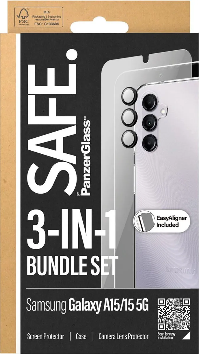 PanzerGlass Safe 3-in-1 Hoesje - Samsung Galaxy A15 - Transparant