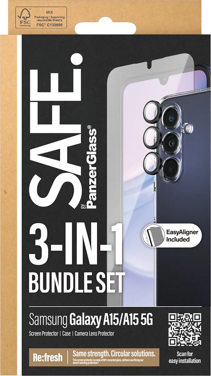 PanzerGlass Safe 3-in-1 Hoesje - Samsung Galaxy A15 - Transparant