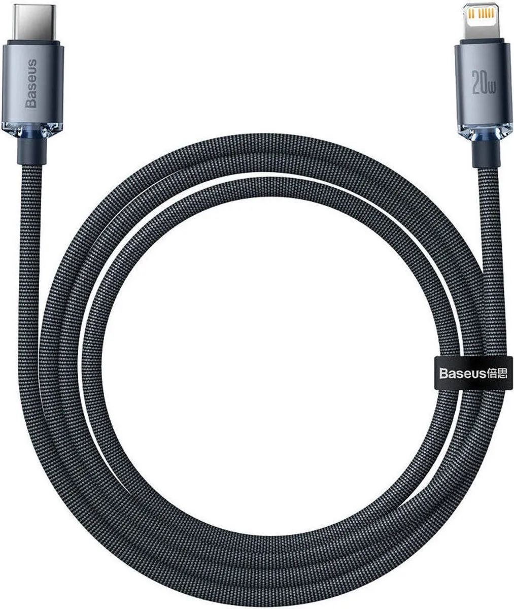 Baseus Crystal Shine USB-C naar Lightning Kabel 20W PD - 1.2m - Zwart