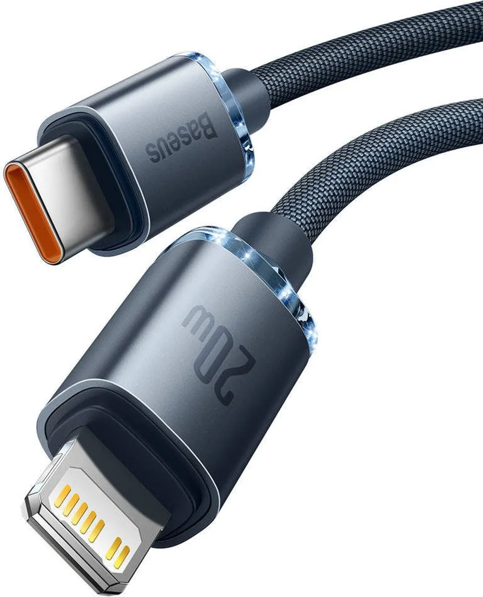 Baseus Crystal Shine USB-C naar Lightning Kabel 20W PD - 1.2m - Zwart