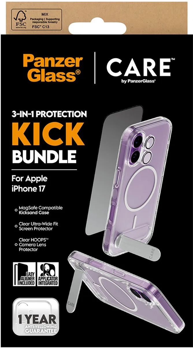 PanzerGlass CARE iPhone 17 Schermbeschermer 3-in-1 Bundle