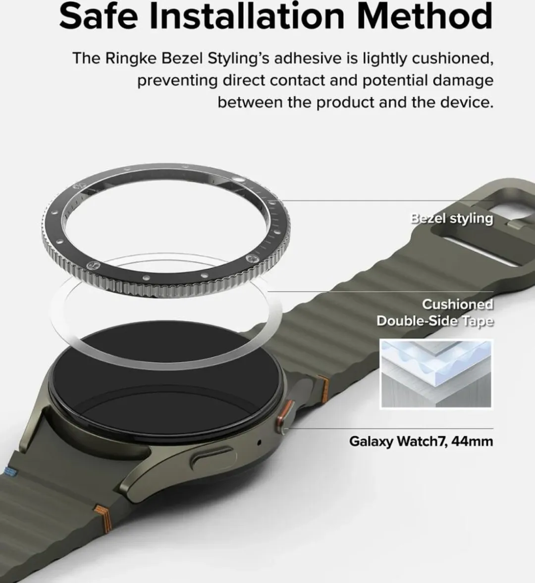 Ringke Bezel Styling + Tempered Glass Samsung Galaxy Watch 7 44mm - Zwart