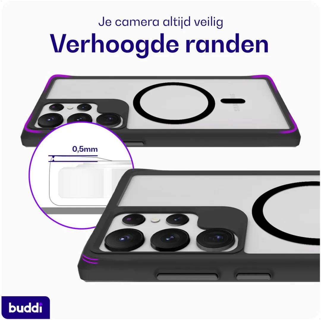 Buddi Hybrid Hoesje Samsung Galaxy S23 Ultra - MagSafe - Matte Zwart