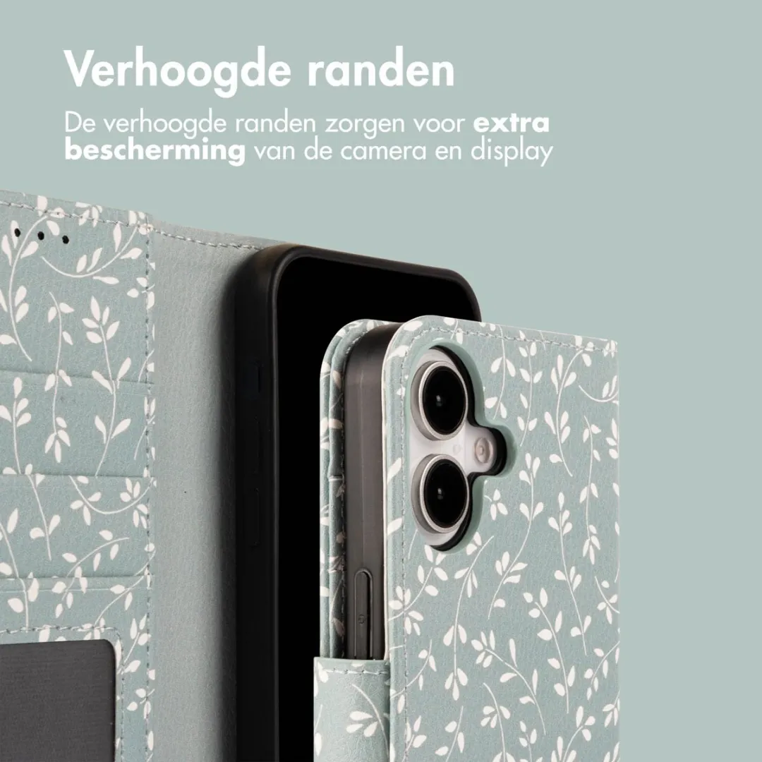 Imoshion iPhone 16 Hoesje Smoke Green Flowers - 3 Pasjes