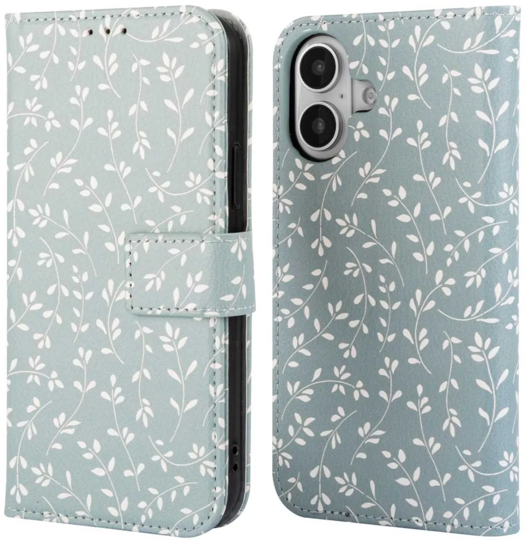 Imoshion iPhone 16 Hoesje Smoke Green Flowers