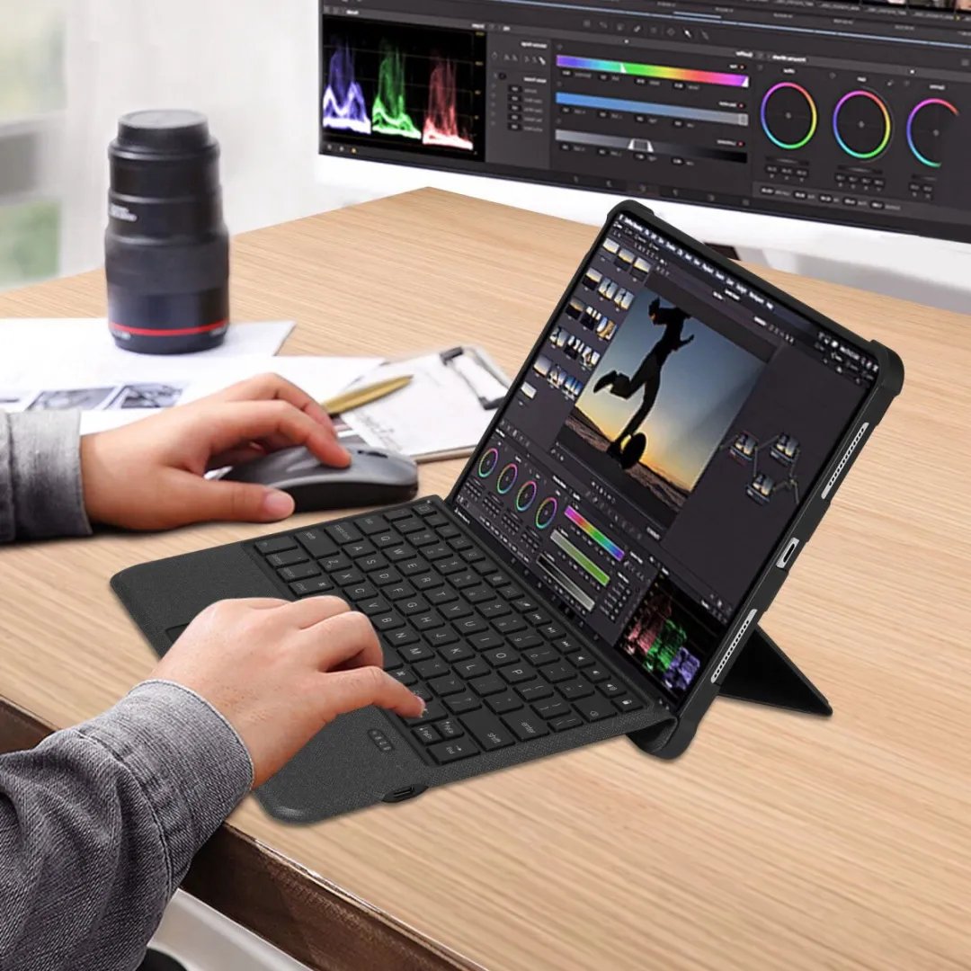Buddi Thorn Hoes met QWERTY Toetsenbord - Apple iPad Air 10.9" - Zwart/Grijs