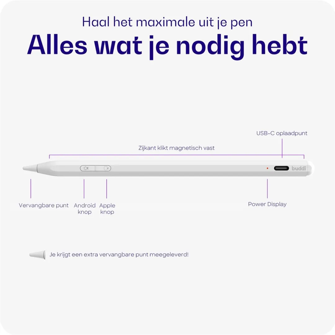 Buddi Flow 2 Universele Stylus WKZP033A-1 - Wit - afbeelding 6 van 6