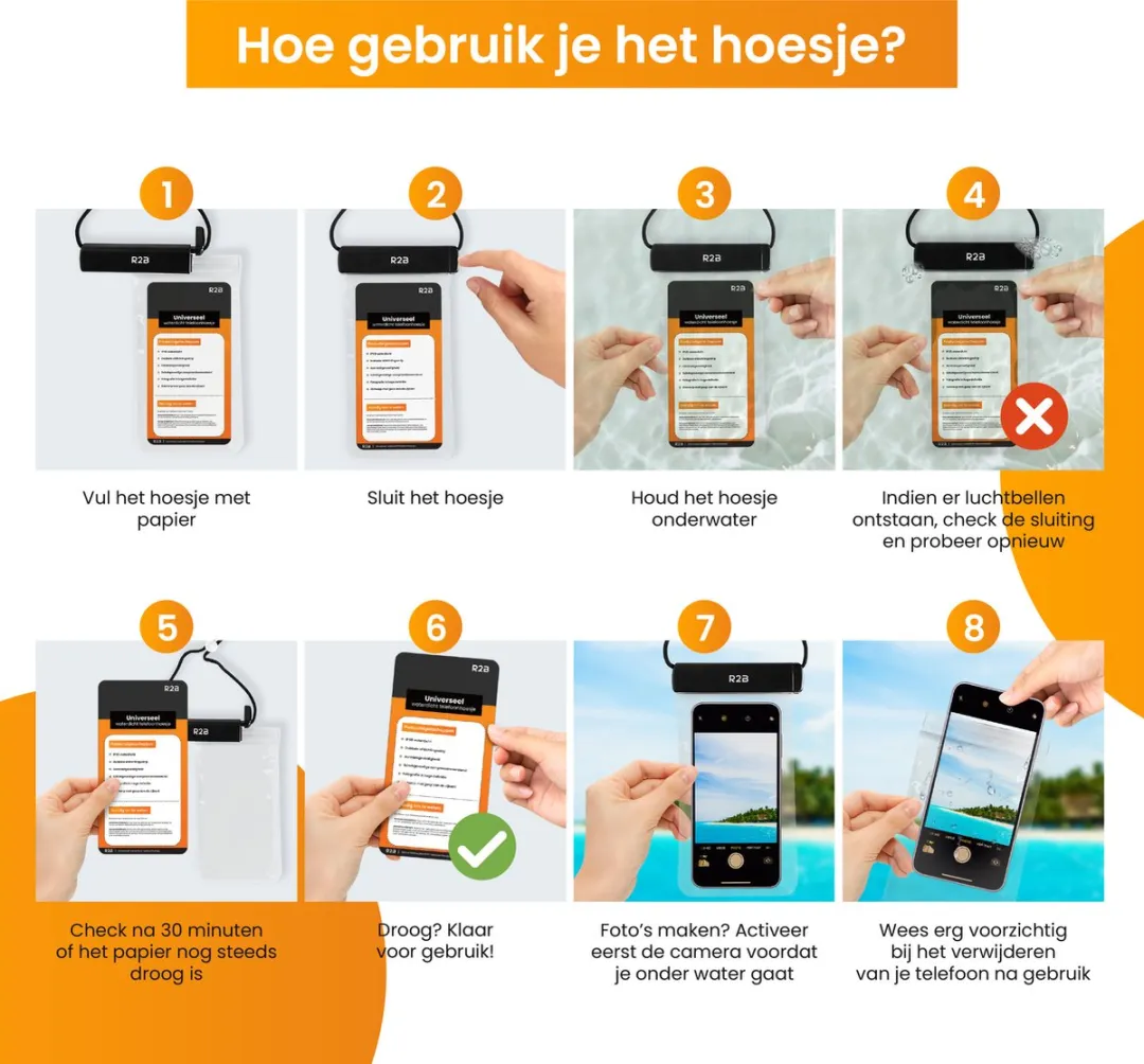 R2B Waterdicht Telefoonhoesje 2 Stuks - Zwart