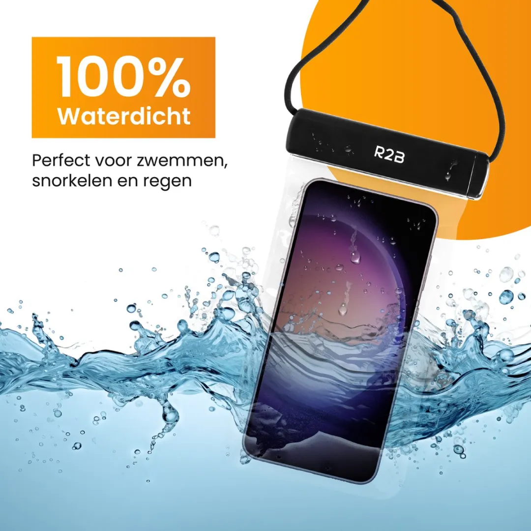 R2B Waterdicht Telefoonhoesje 2 Stuks - Zwart