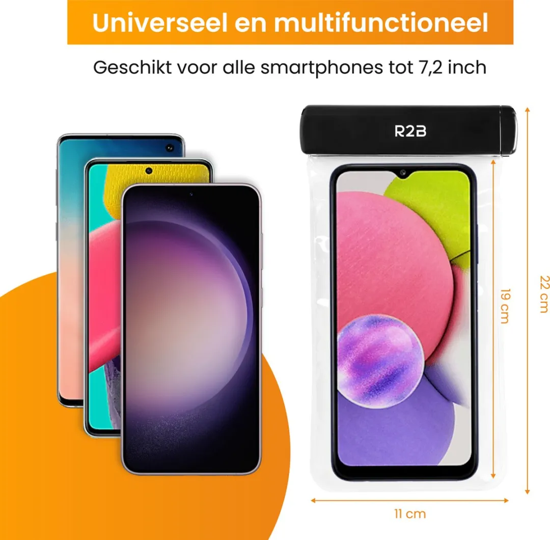 R2B Waterdicht Telefoonhoesje 2 Stuks - Zwart