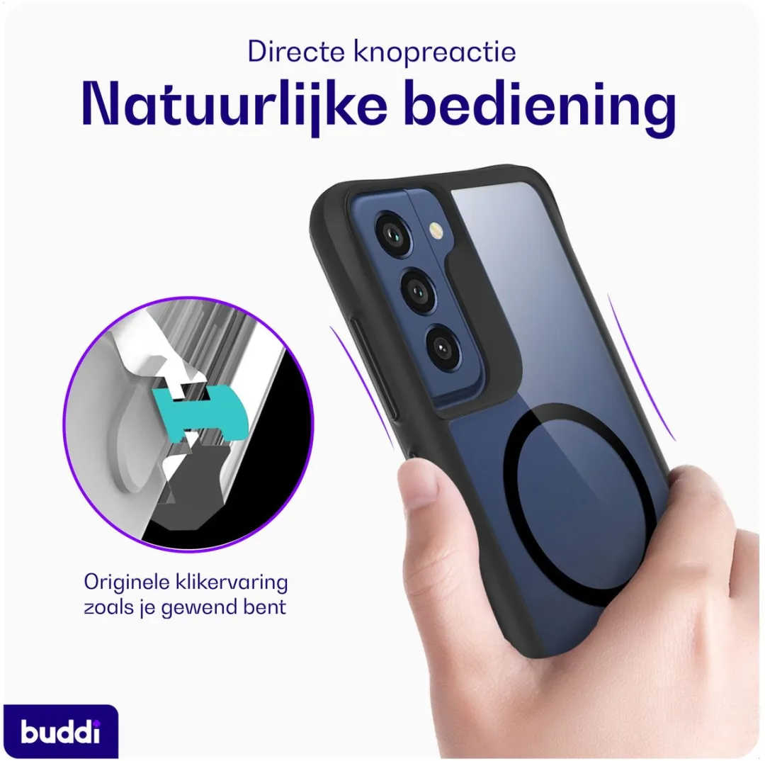 Buddi Hybrid Hoesje Samsung Galaxy S21 FE - MagSafe - Transparant Zwart - afbeelding 6 van 6