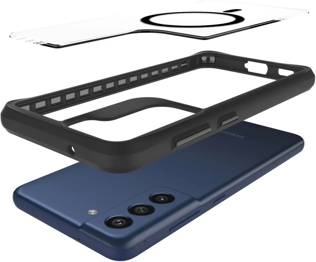 Buddi Hybrid Hoesje Samsung Galaxy S21 FE - MagSafe - Transparant Zwart