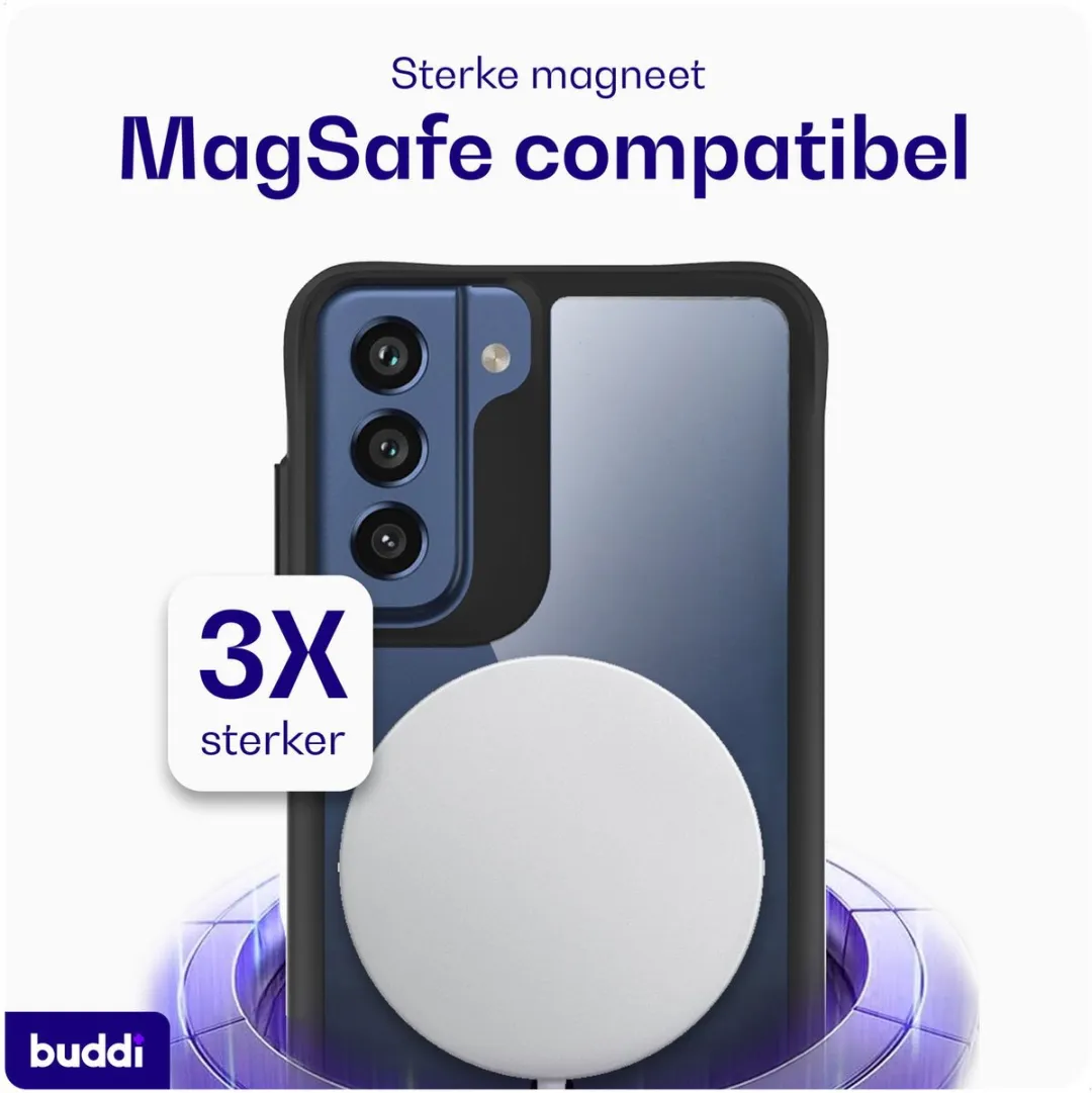Buddi Hybrid Hoesje Samsung Galaxy S21 FE - MagSafe - Transparant Zwart