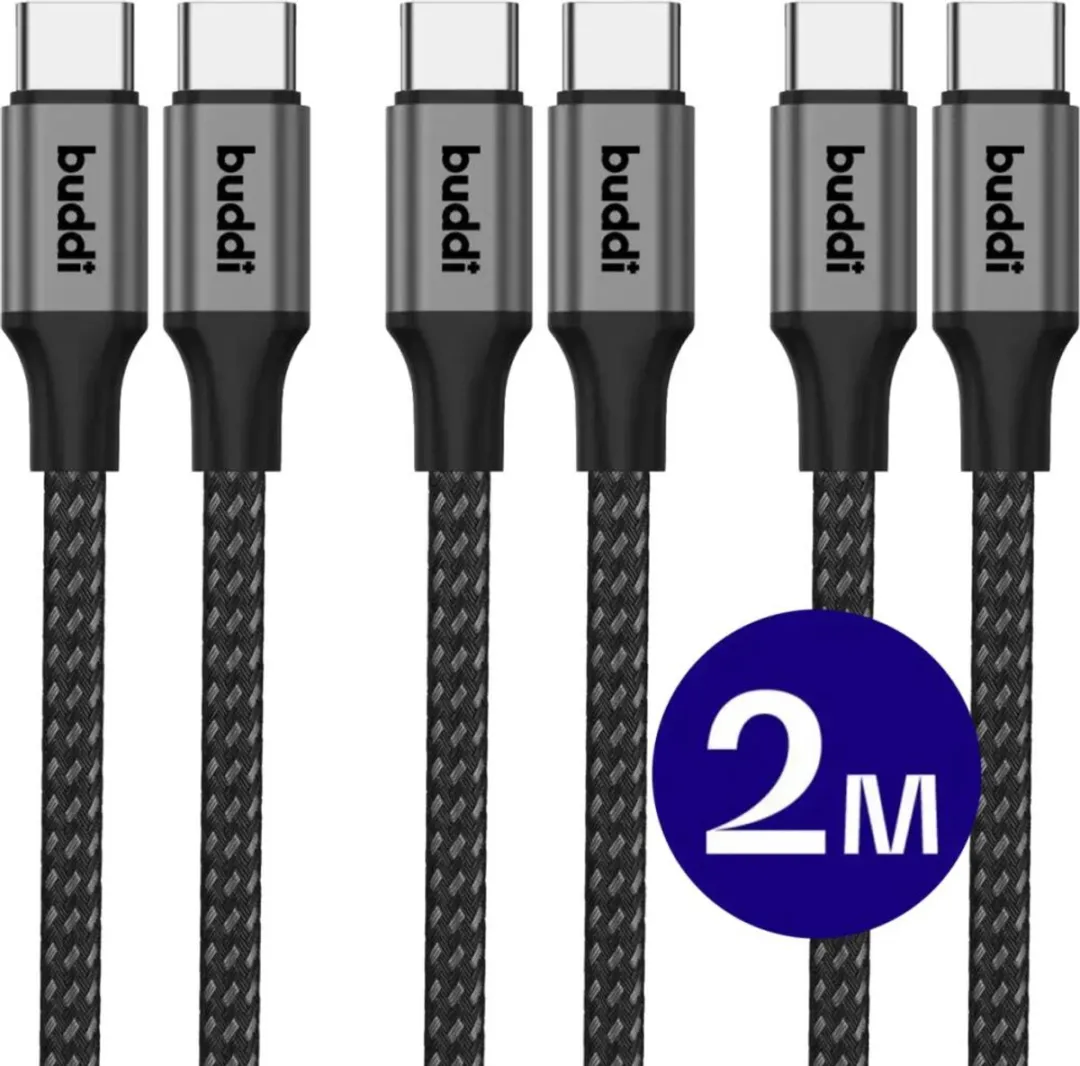 Buddi Flex USB-C naar USB-C Kabel 60W 2M