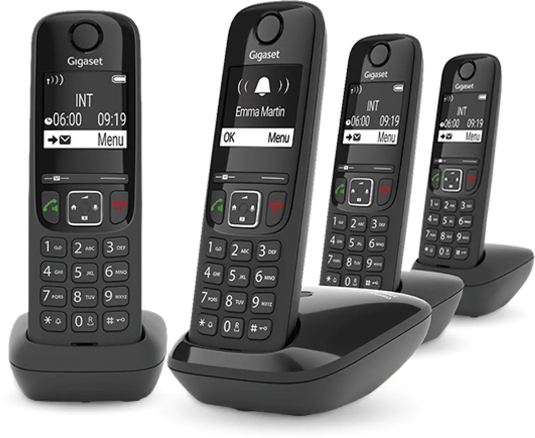 Gigaset AS690A Quattro Telefoon - 4 Handsets - Zwart