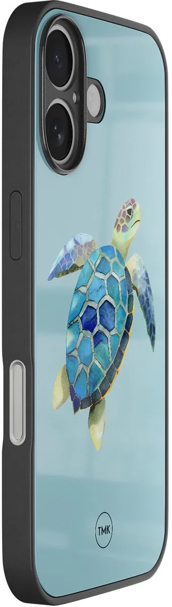 Casevibes iPhone 16 Hoesje Schildpad Blauw - TPU Glossy