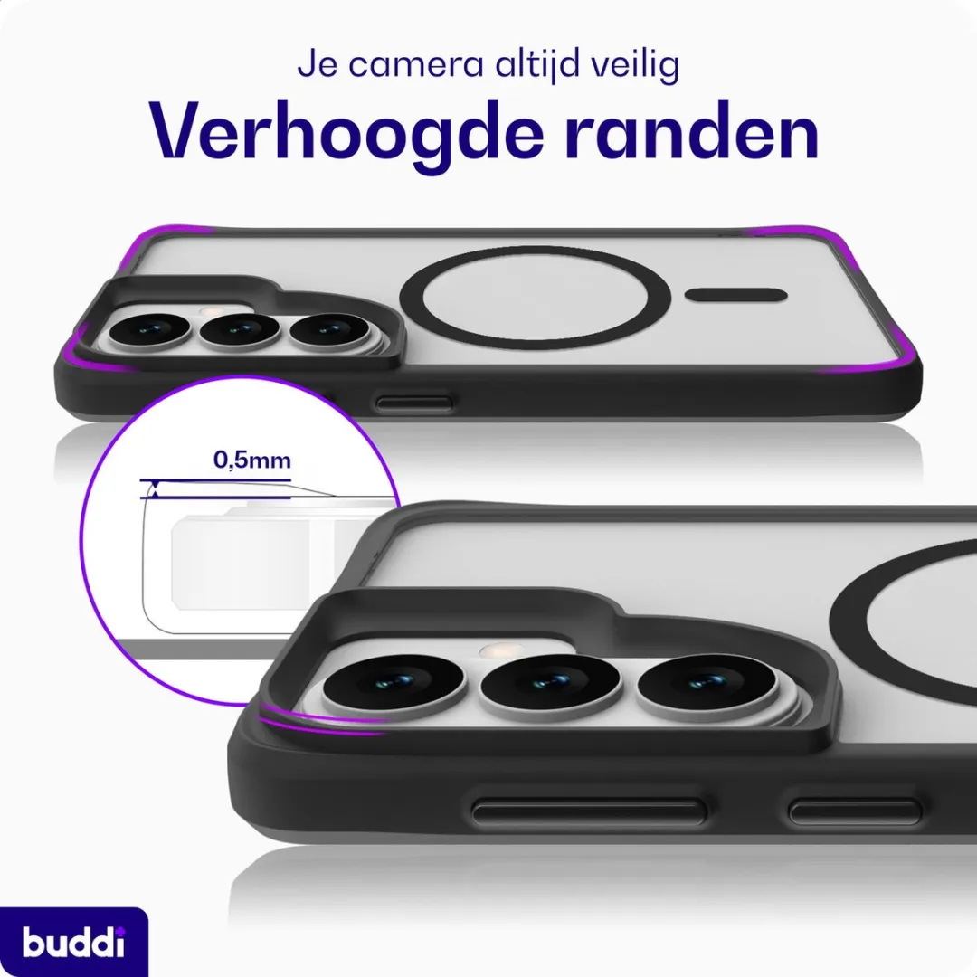 Buddi Hybrid BHSC-SAM-S26-MAG-ZWA Hoesje - Samsung Galaxy S26 - Matte Zwart