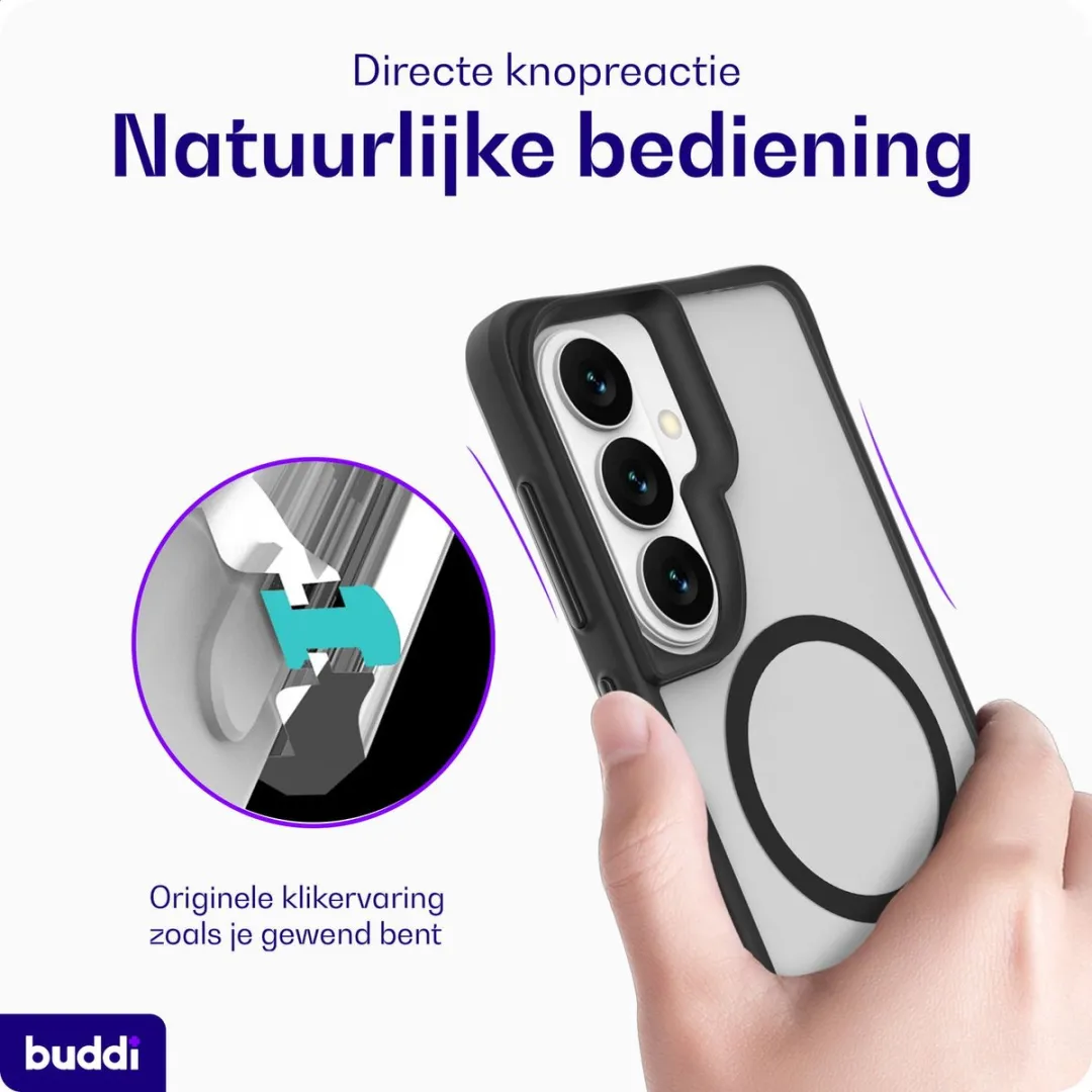 Buddi Hybrid BHSC-SAM-S26-MAG-ZWA Hoesje - Samsung Galaxy S26 - Matte Zwart