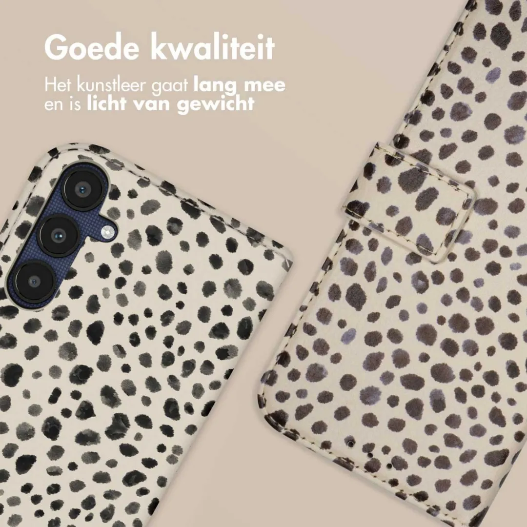 Imoshion Galaxy A55 Hoesje - Black And White Dots - 3 Pasjes