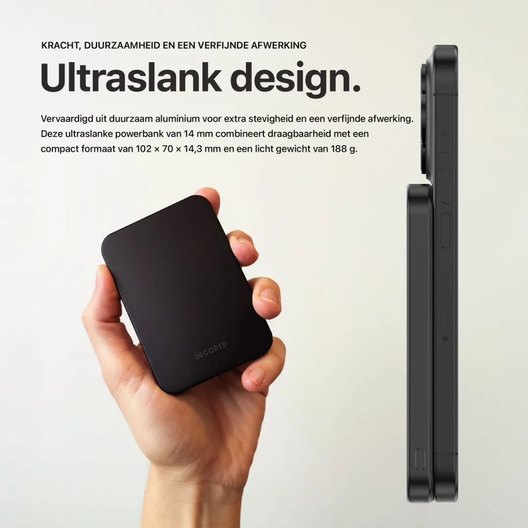 Decoded Ultra Slim Mag Powerbank DWC2271 - 5.000mAh - Zwart