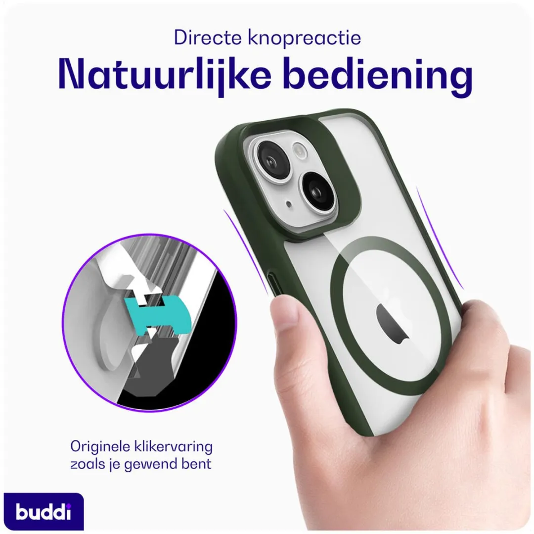 Buddi Hybrid Hoesje iPhone 13/14/15 - MagSafe - Transparant Groen