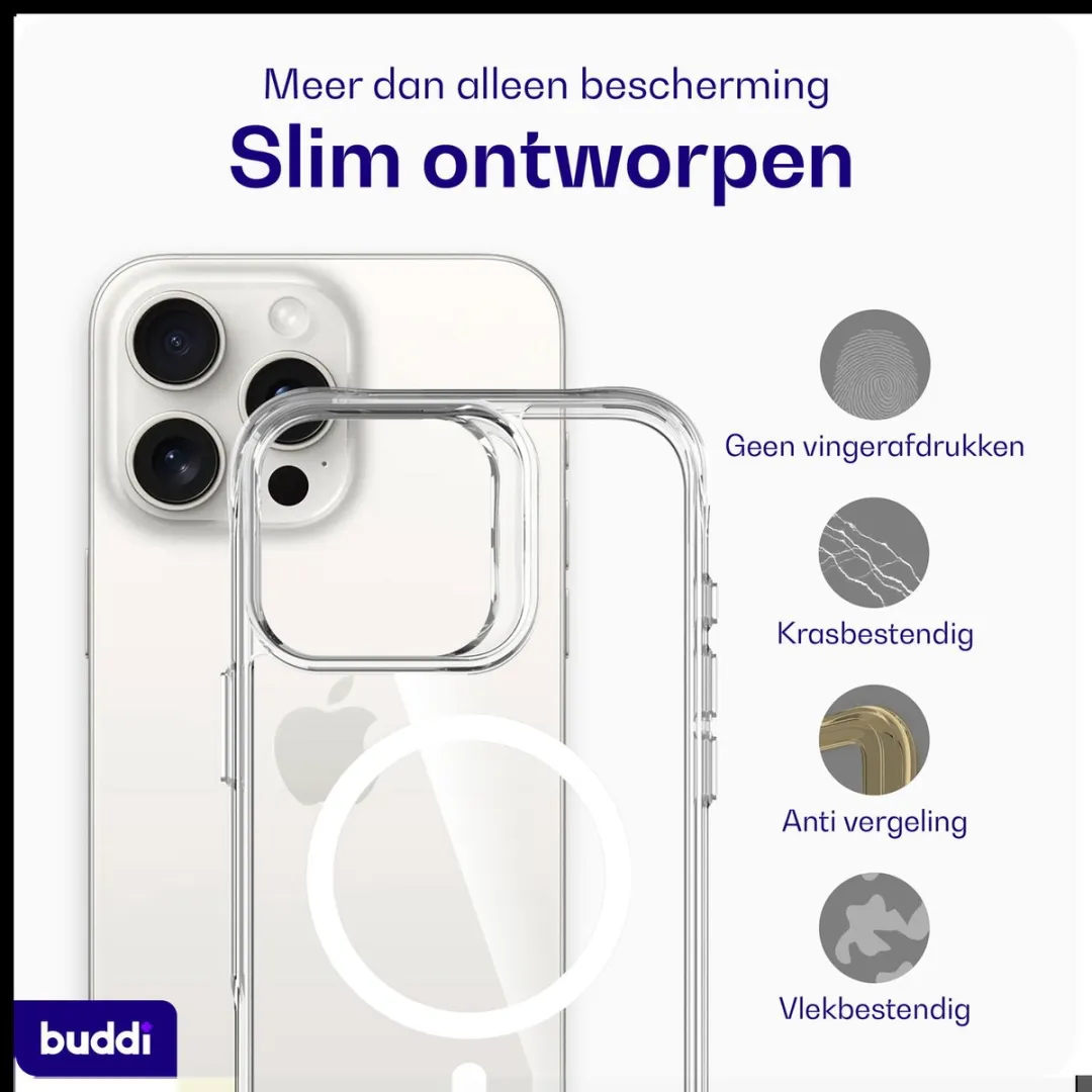 Buddi Core iPhone 16 Pro Max Hoesje - MagSafe - Transparant