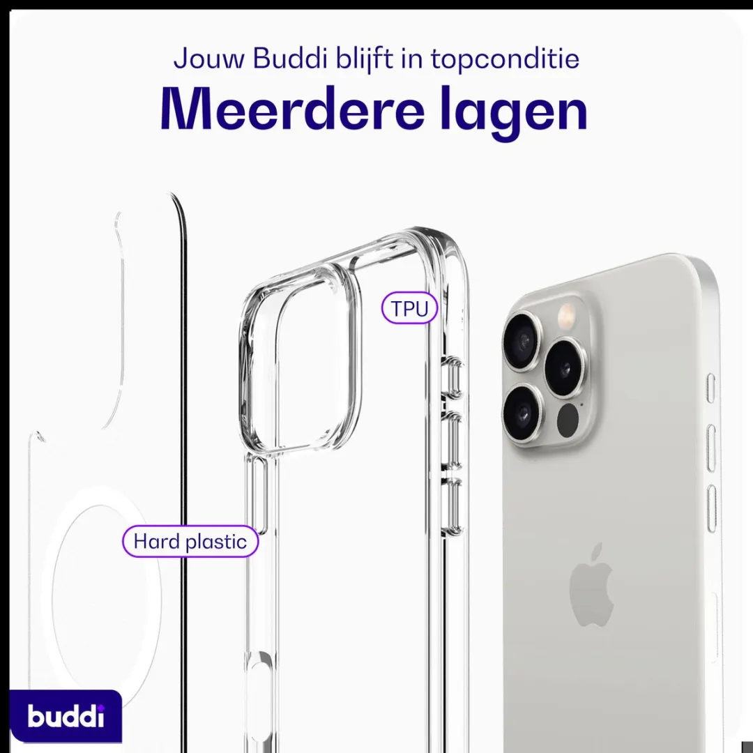 Buddi Core iPhone 16 Pro Max Hoesje - MagSafe - Transparant - afbeelding 6 van 6