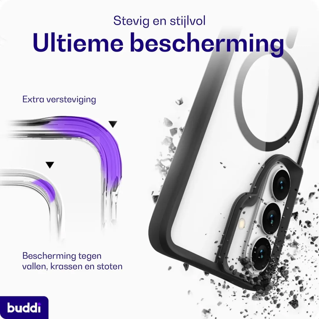 Buddi Hybrid Hoesje Samsung Galaxy A57 - MagSafe - Transparant Zwart