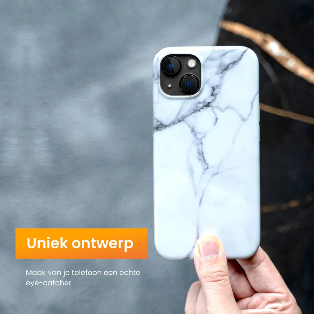 R2B iPhone 14 Hoesje Marmer Wit - MagSafe