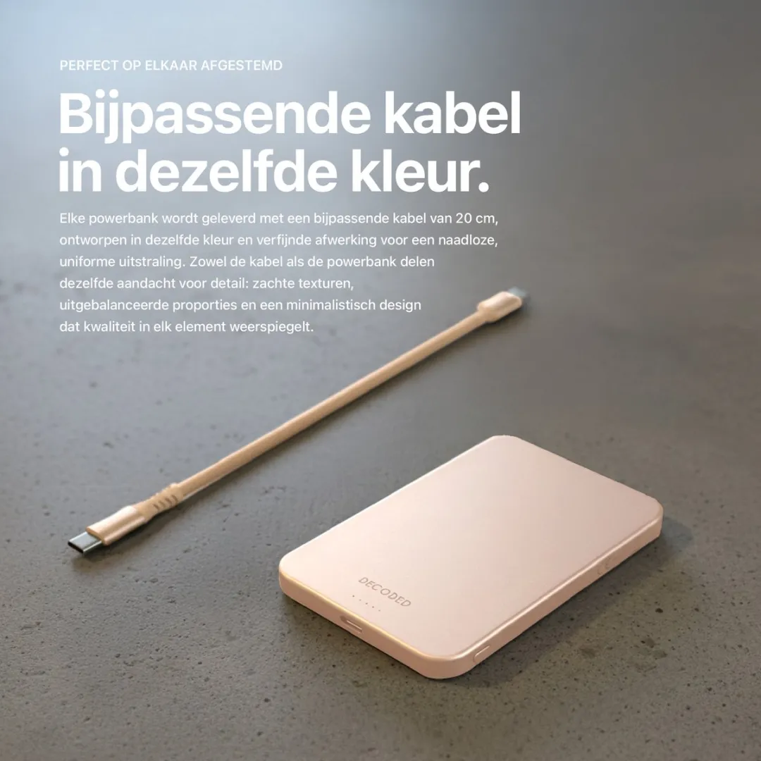 Decoded Ultra Slim Mag Powerbank 5.000mAh - Rosé Goud - afbeelding 6 van 6