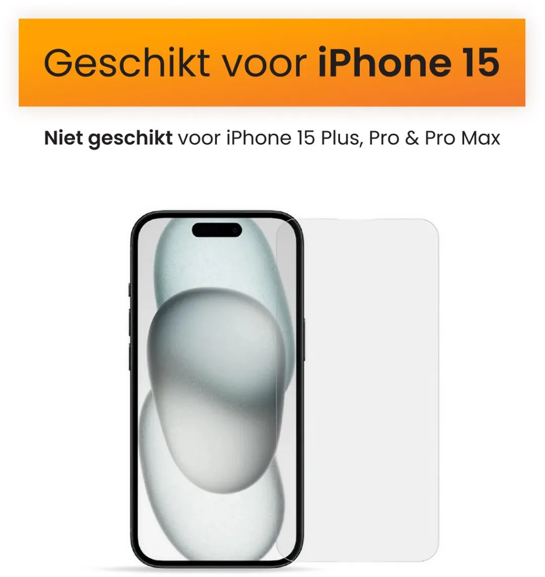 R2B iPhone 15 Screenprotector 2 Stuks - Tempered Glass