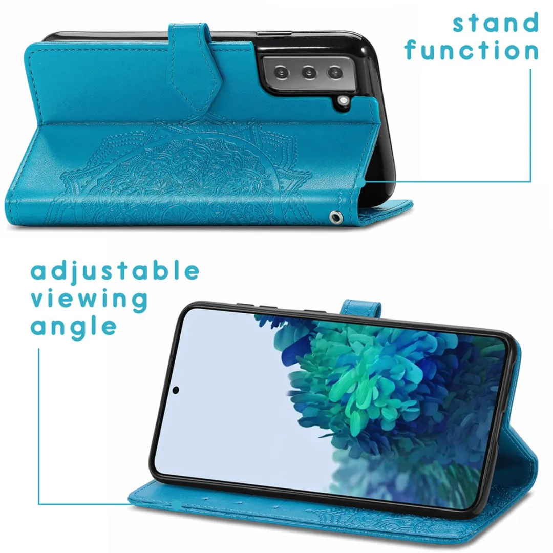 Imoshion Mandala Bookcase Hoesje Samsung Galaxy S21 - Turquoise