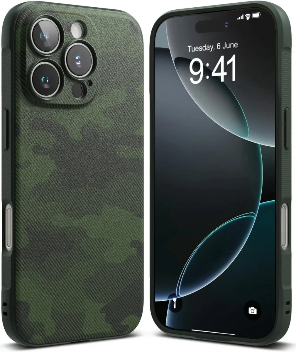 Ringke Onyx Hoesje iPhone 16 Pro Max - Camo Groen