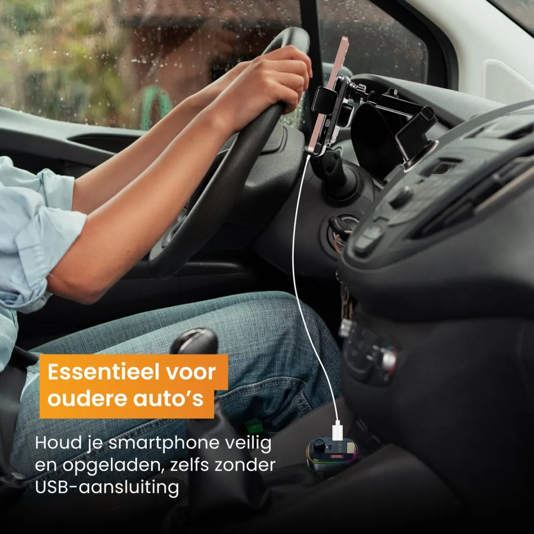 R2B Alkmaar Telefoonhouder Auto - Draadloos Opladen + Bluetooth Transmitter