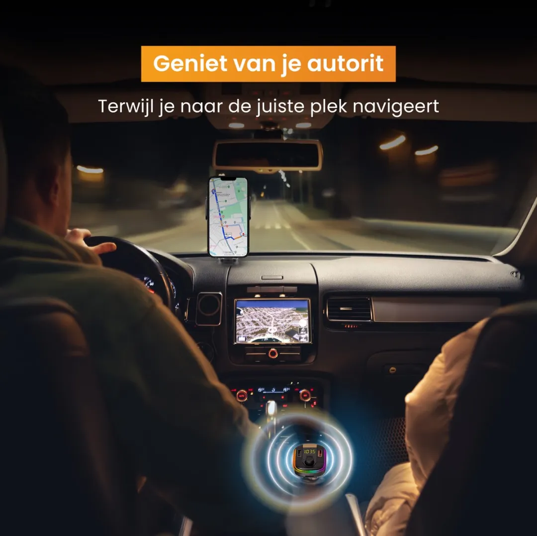 R2B Alkmaar Telefoonhouder Auto - Draadloos Opladen + Bluetooth Transmitter