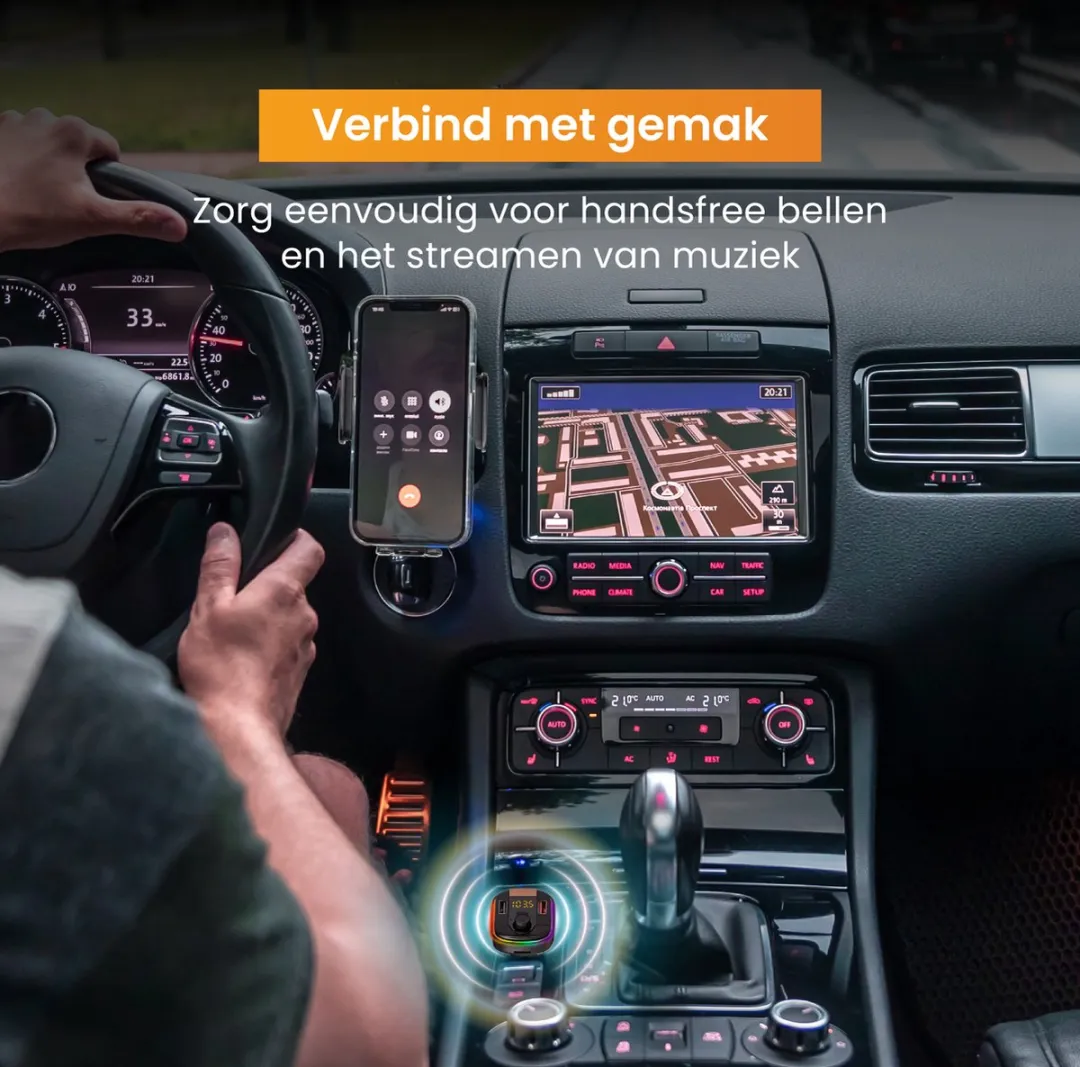R2B Alkmaar Telefoonhouder Auto - Draadloos Opladen + Bluetooth Transmitter