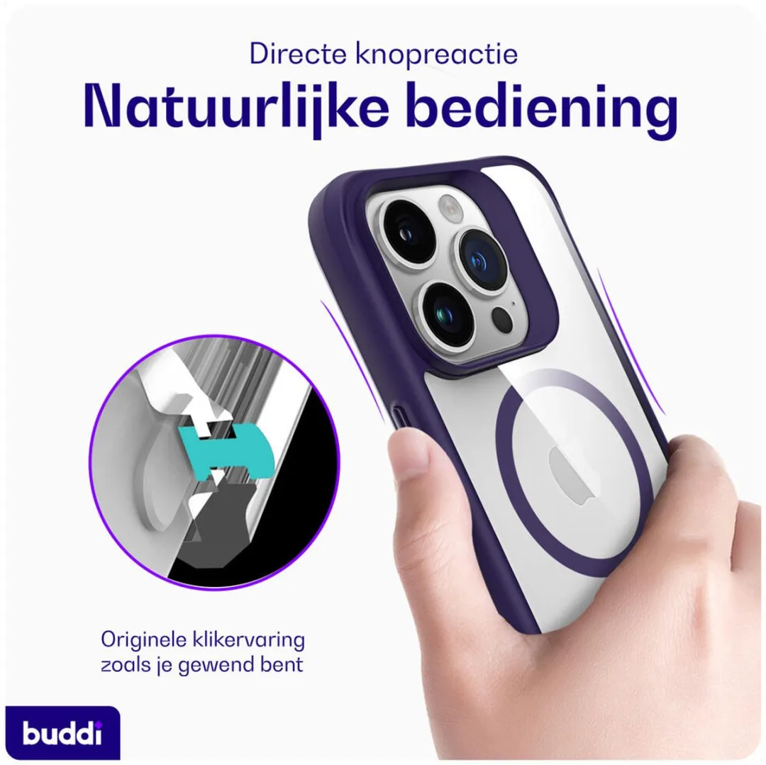 Buddi Hybrid iPhone 15 Pro Max Hoesje - Transparant Paars