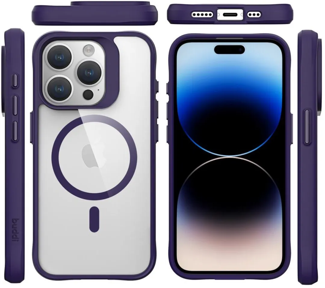 Buddi Hybrid iPhone 15 Pro Max Hoesje - Transparant Paars