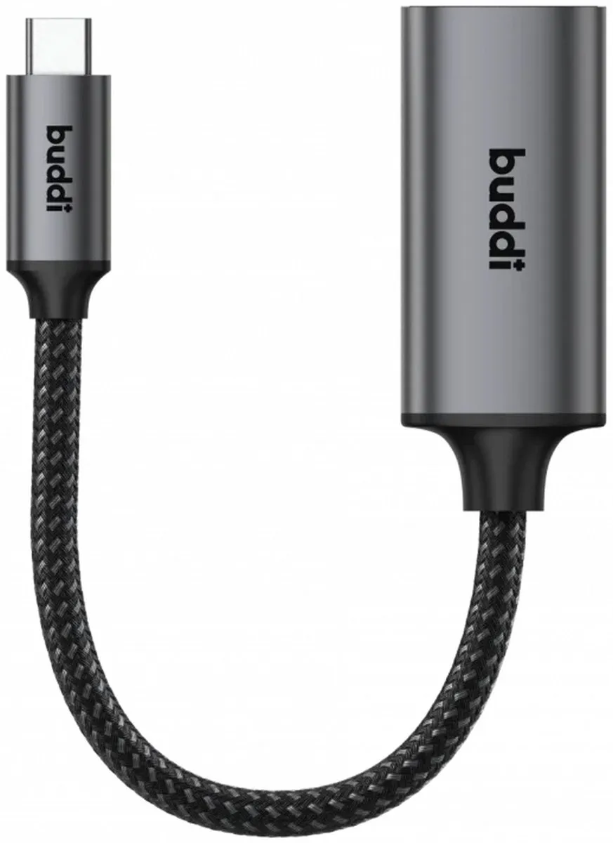 Buddi Ease USB-C naar HDMI Adapter 20cm - Grijs