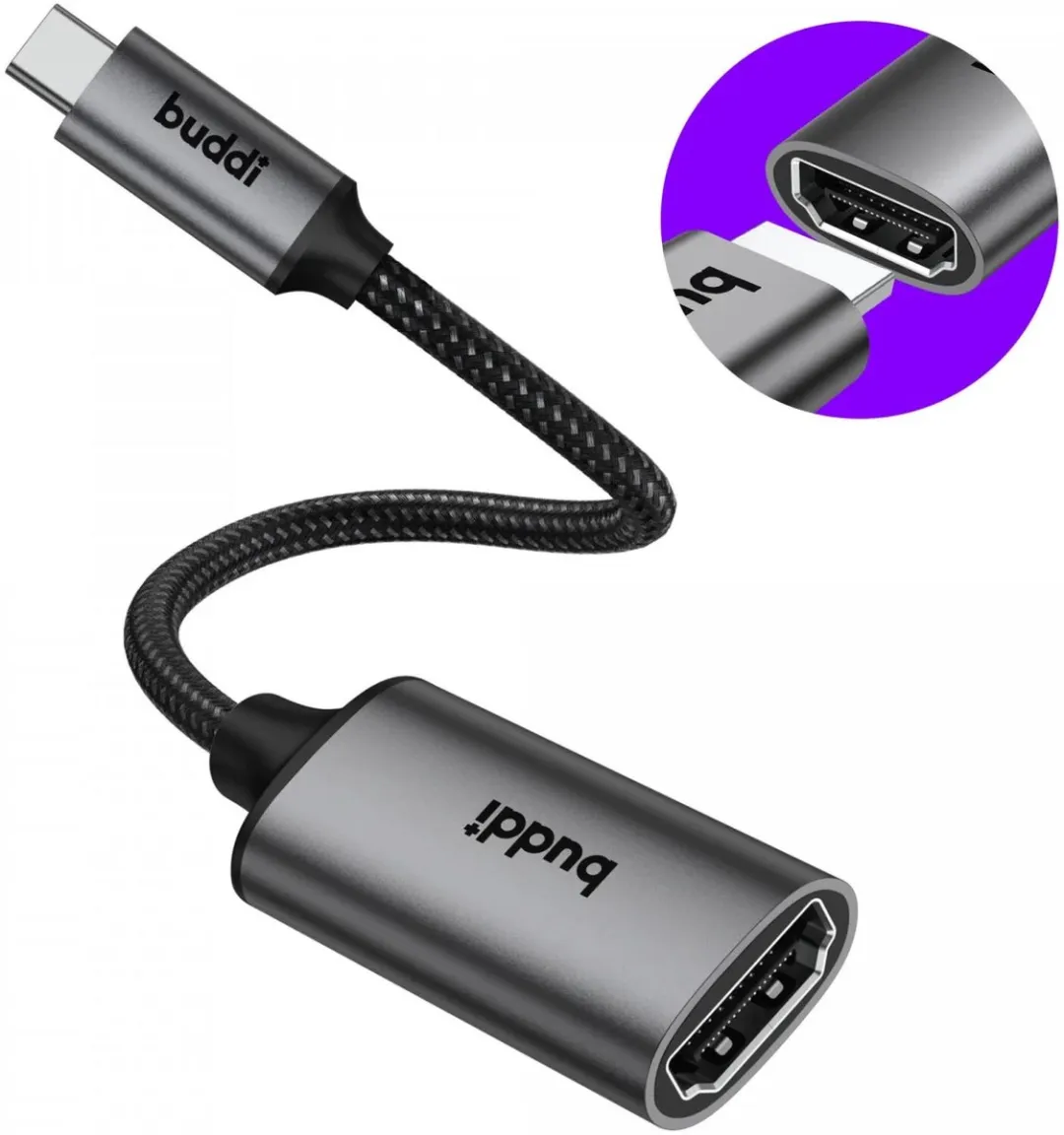 Buddi Ease USB-C naar HDMI Adapter 20cm