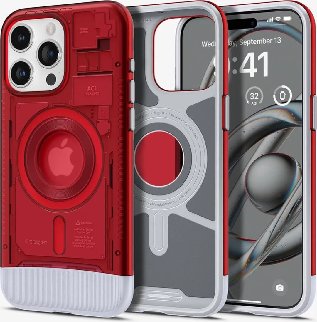 Spigen Classic C1 MagFit Hoesje iPhone 15 Pro - Rood - afbeelding 6 van 6