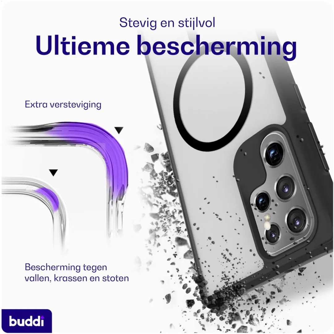 Buddi Hybrid Hoesje Samsung Galaxy S22 Ultra - MagSafe - Matte Zwart