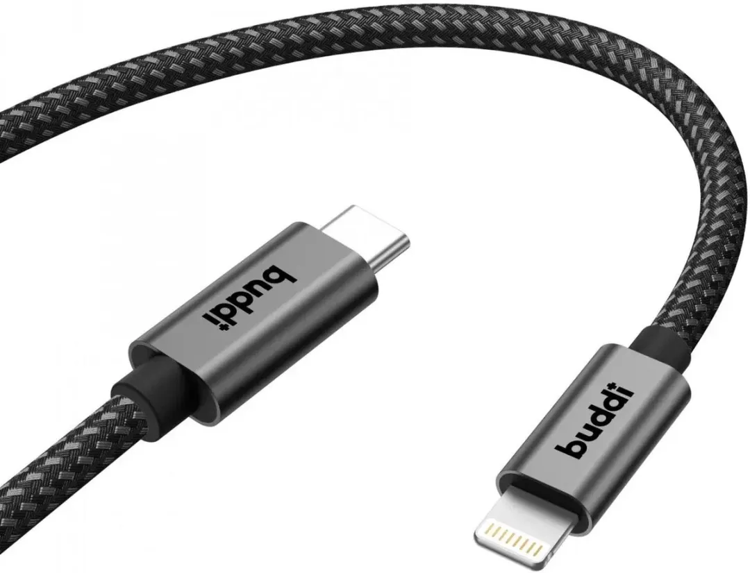 Buddi Flex USB-C naar Lightning Kabel 20W - 1M - Zwart